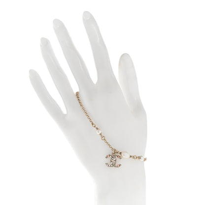 Chanel Pearl Crystal CC Charms Bracelet Light Gold Pink 2 of 5