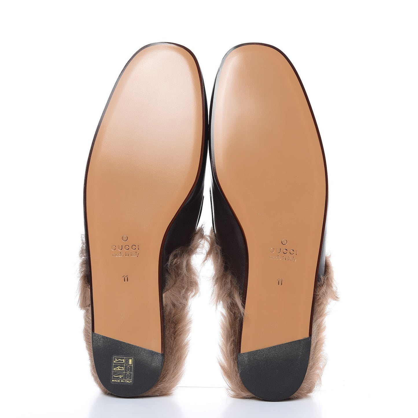 Goatskin Fur Web GG Mens Princetown Slippers 11 Cocoa