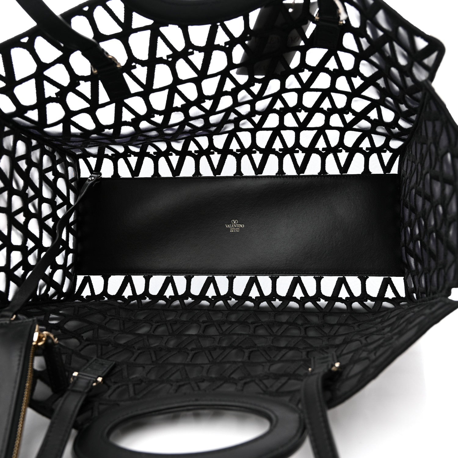 Valentino Garavani Toile Mesh Iconographe Goatskin Le Troisieme Shopping Bag Black 6 of 12