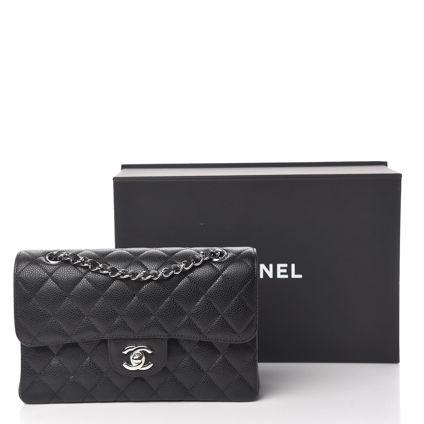 Caviar Quilted Small Double Flap Black