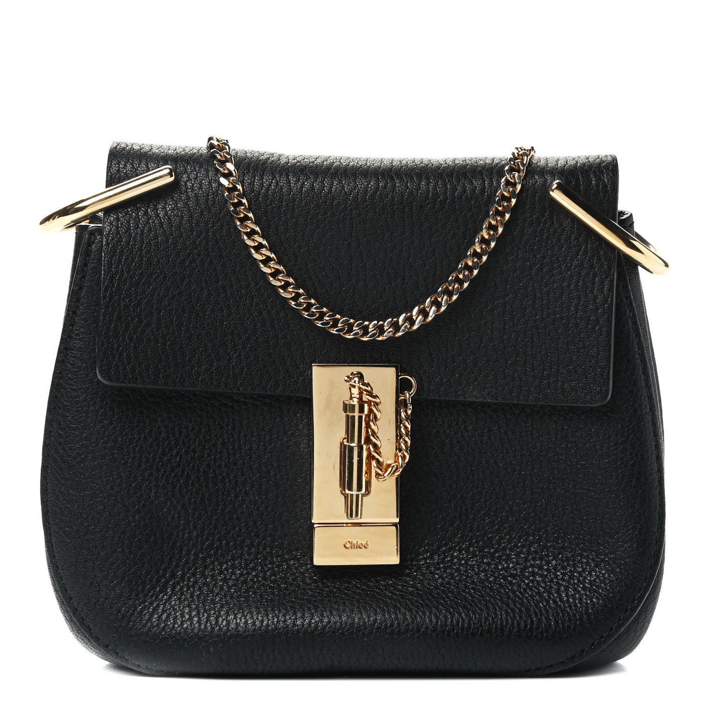 Grained Lambskin Mini Drew Shoulder Bag Black