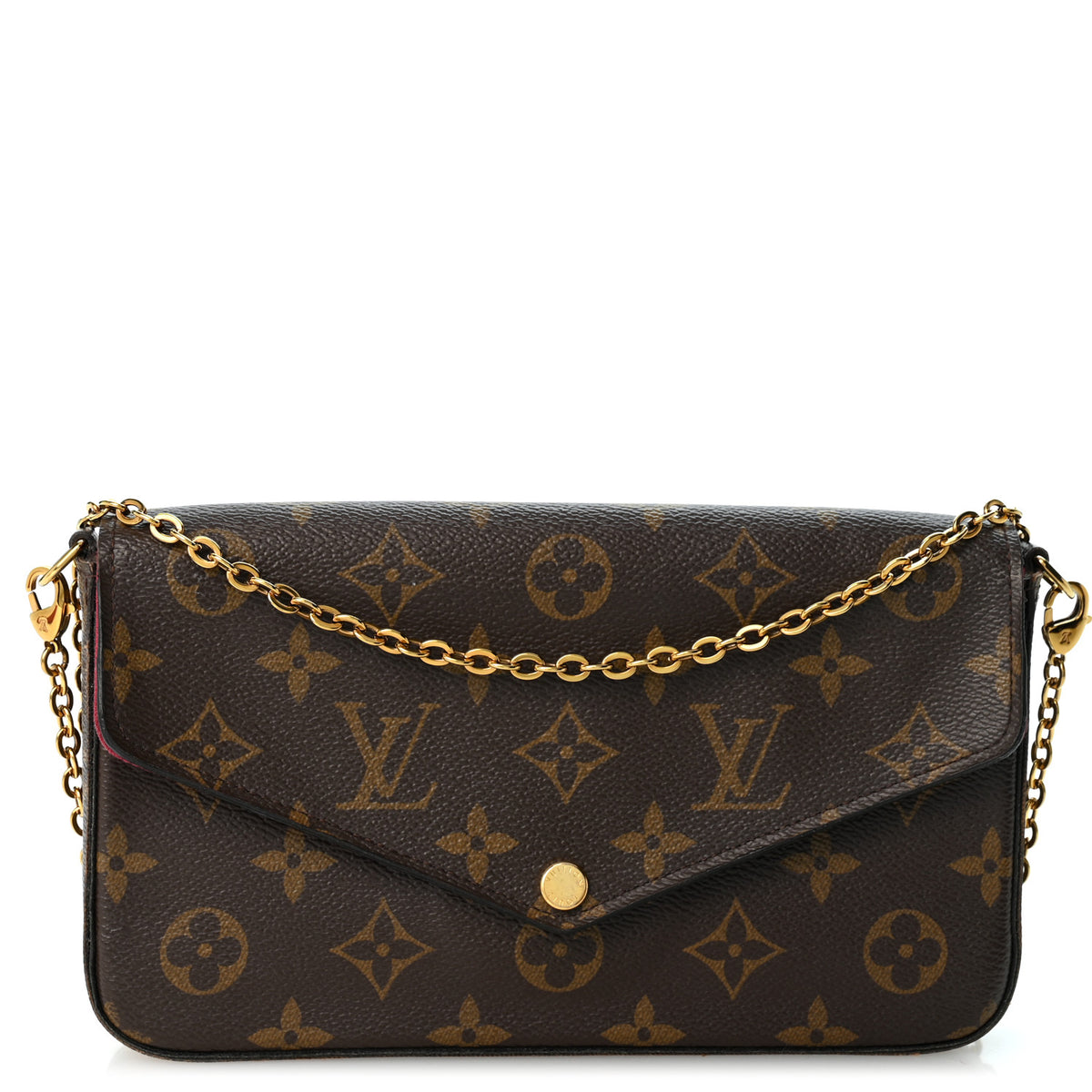Monogram Pochette Felicie Chain Wallet Fuchsia