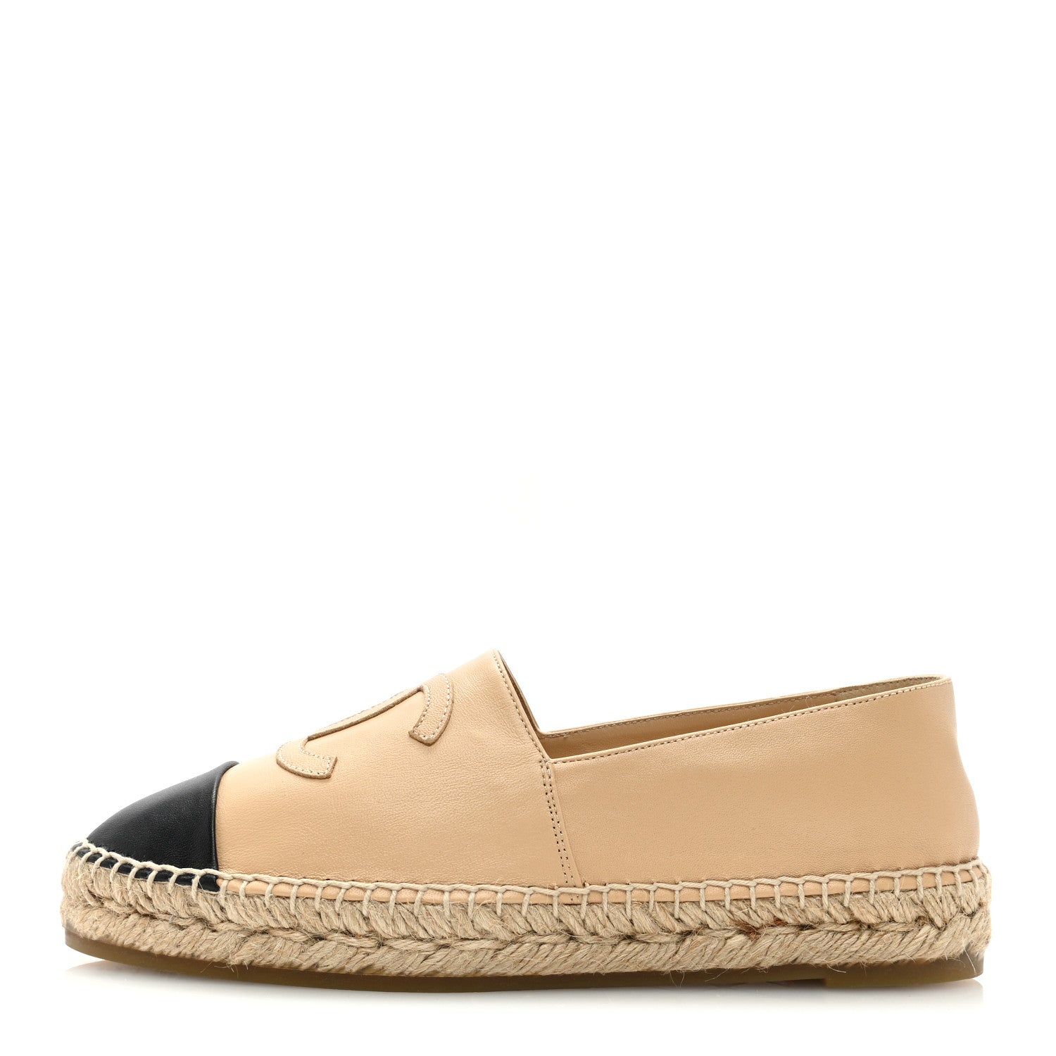 Chanel Lambskin CC Espadrilles 38 Beige Black 1 of 9