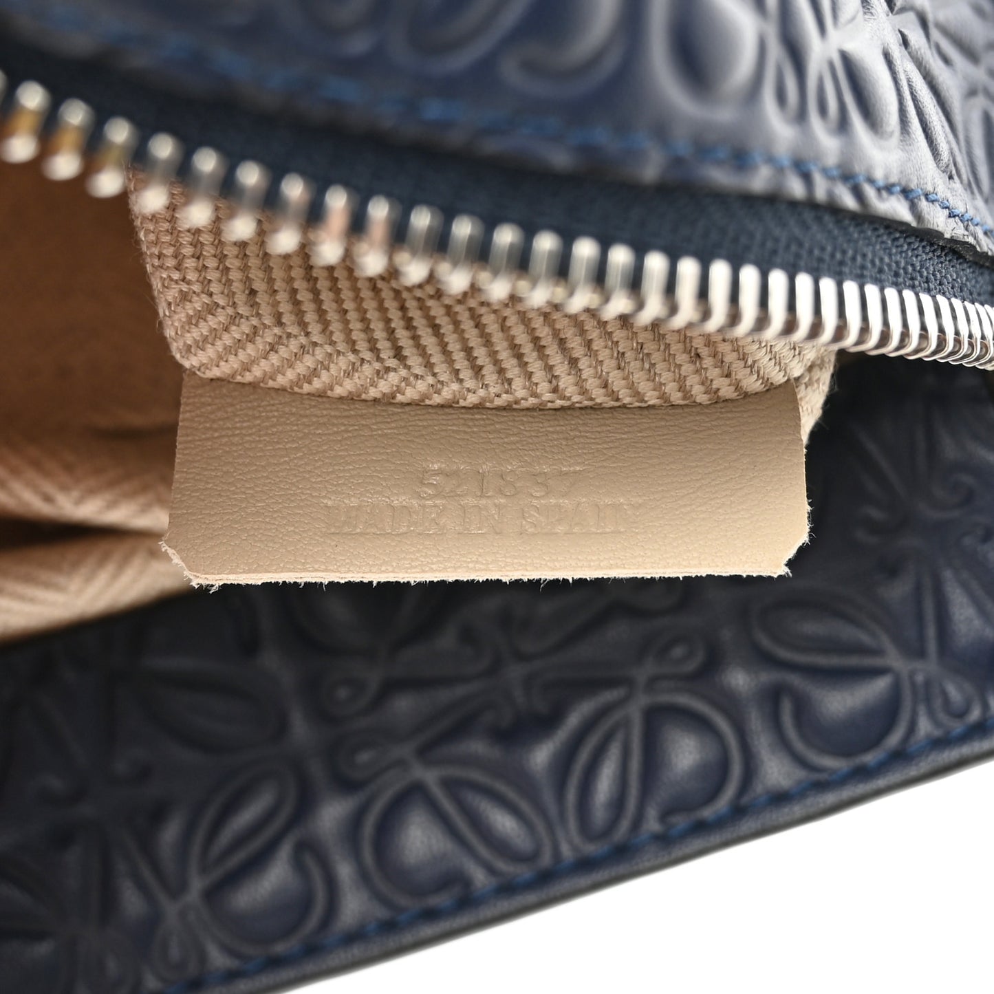 Calfskin Embossed Repeat T Pouch Navy