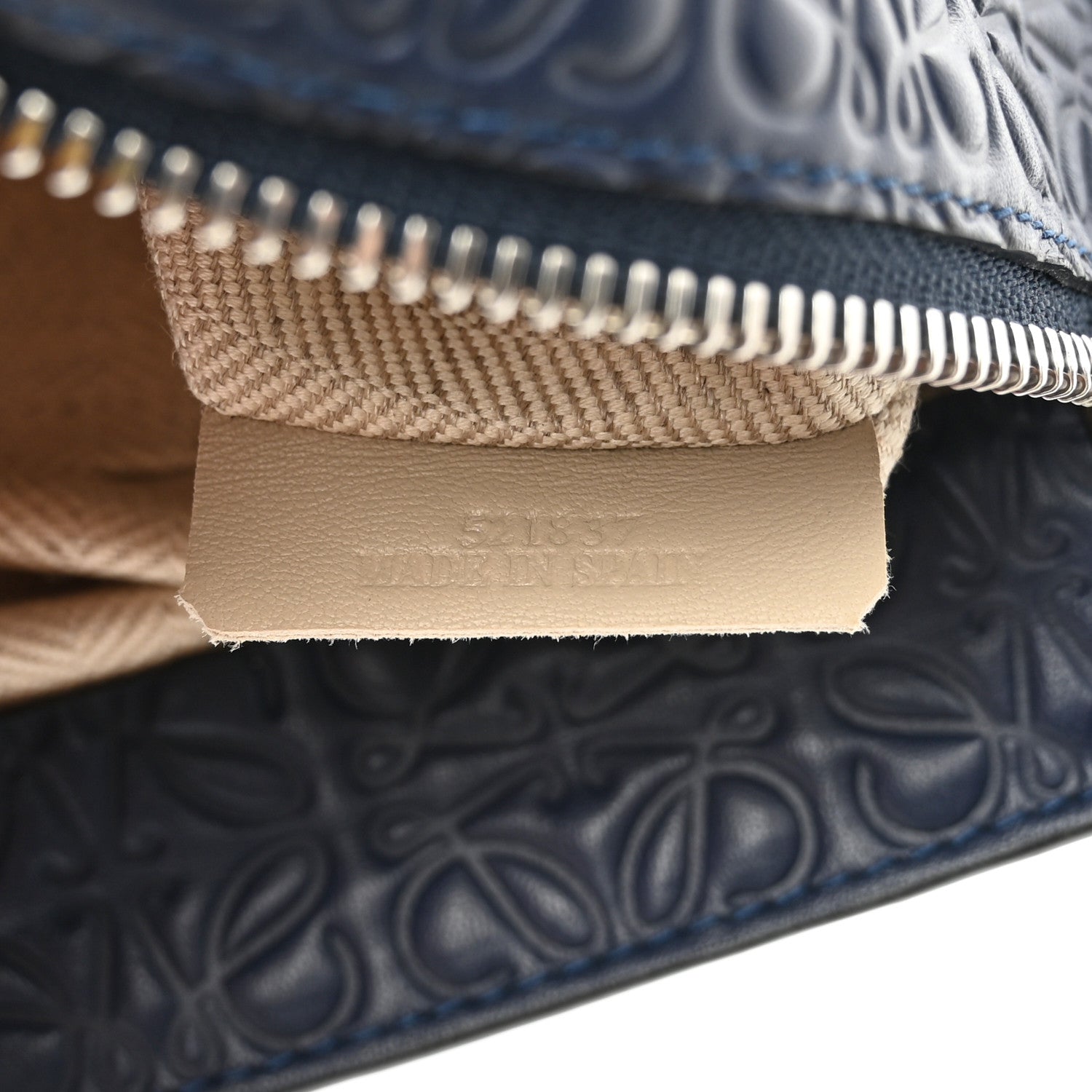 Loewe Calfskin Embossed Repeat T Pouch Navy 7 of 7