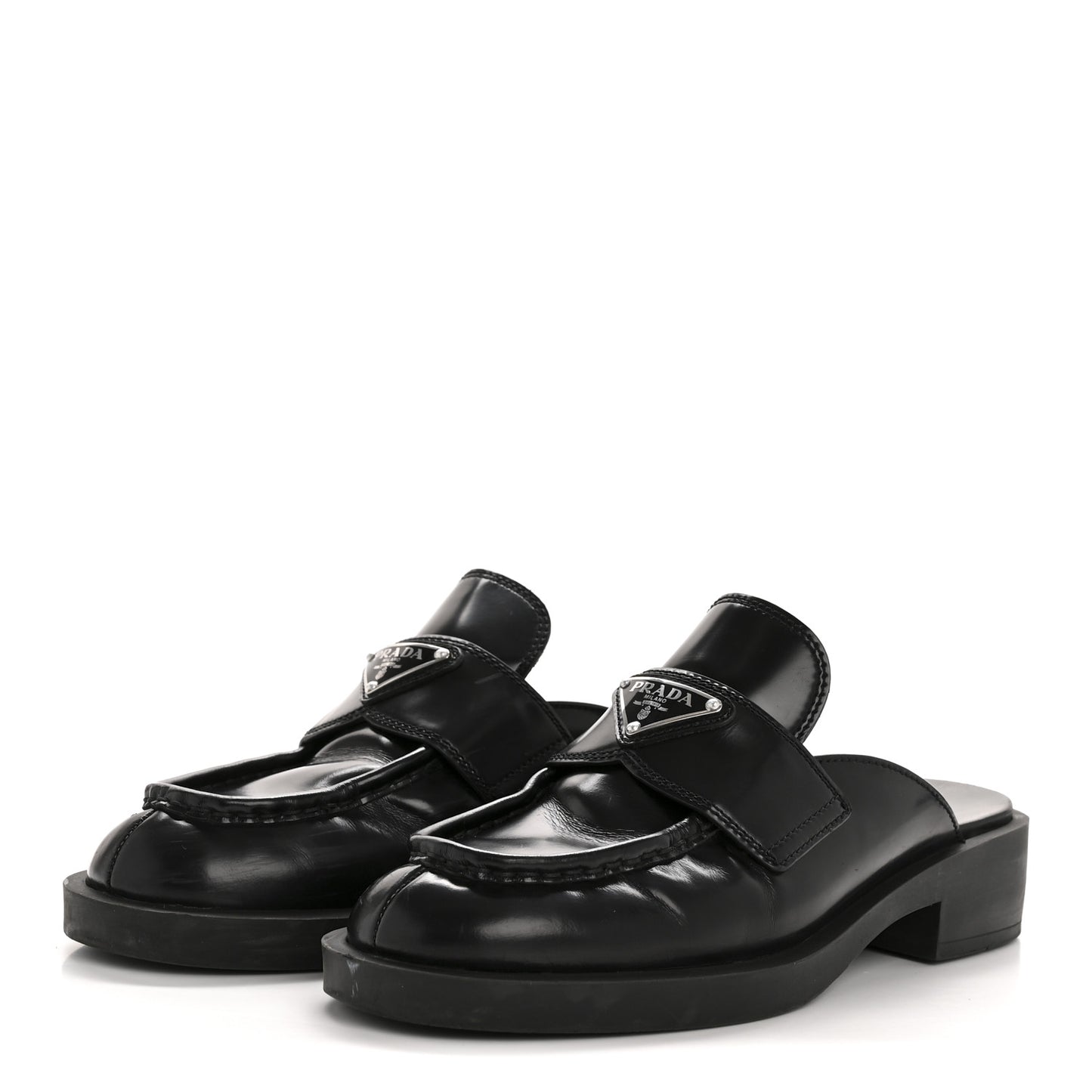 Spazzolato Triangle 40mm Loafer Mules 37.5  Black