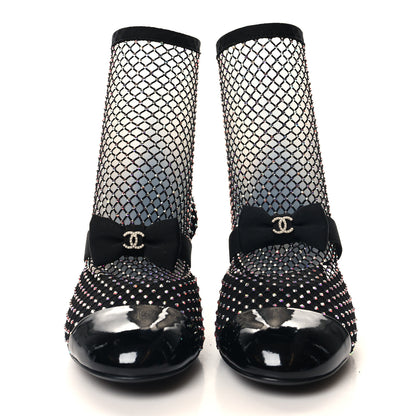 Chanel Resille Strass Kid Suede Patent Mary Jane Short Boots 38.5 Black 2 of 8