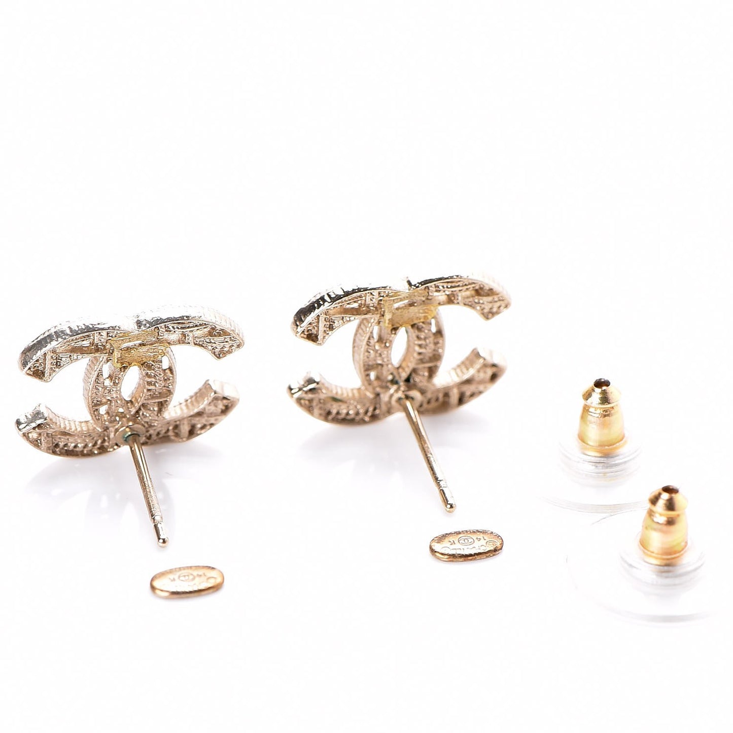 Tweed Effect CC Earrings Gold