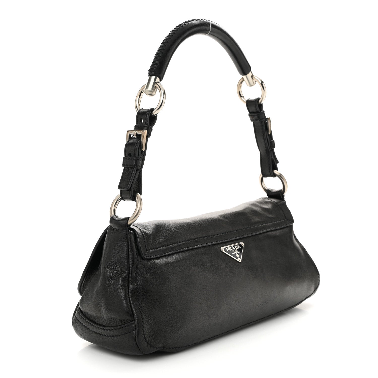 Prada Soft Calf Shoulder Bag Black 3 of 9
