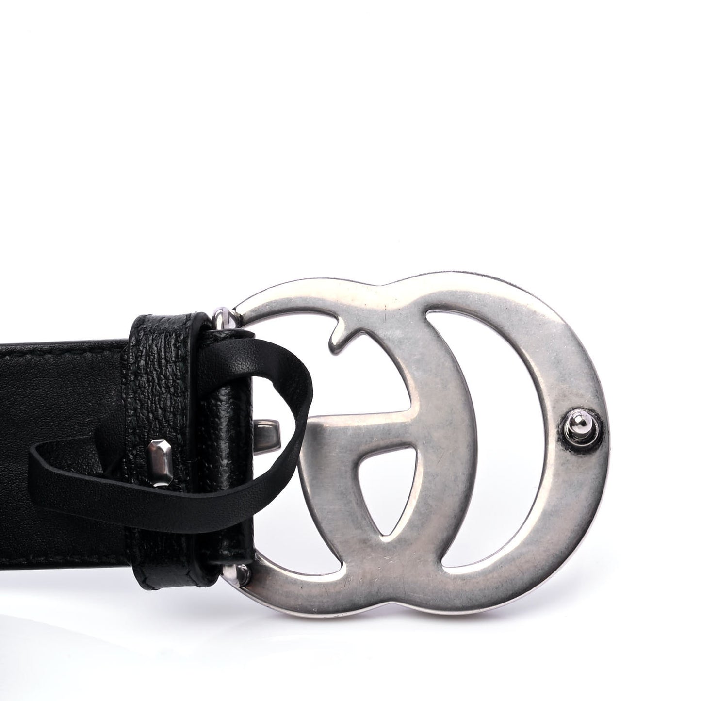 Textured Dollar Calfskin Nickel Double G 40mm Belt 85 34 Black
