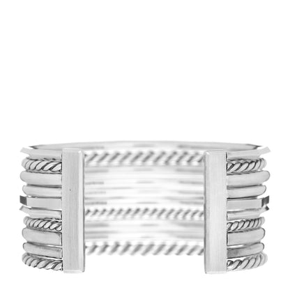 David Yurman Sterling Silver Diamond Wide Stax Cuff Bracelet 3 of 4