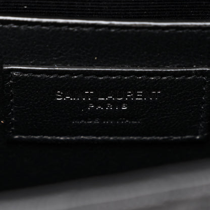 Saint Laurent Grain De Poudre Textured Mixed Matelasse Triquilt Medium Monogram Monochrome Satchel Black 6 of 10