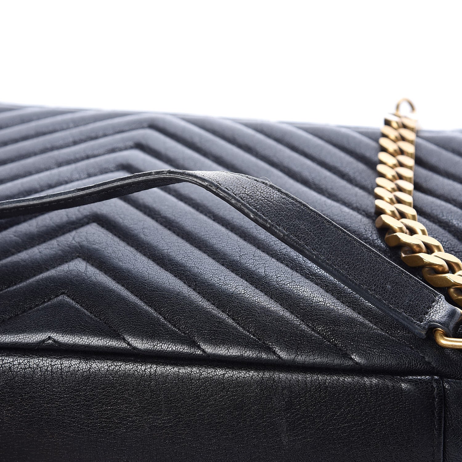 Saint Laurent Sheepskin Matelasse Chevron Monogram Large College Satchel Black 11 of 14