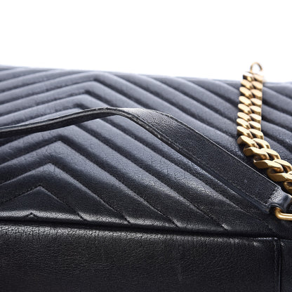 Saint Laurent Sheepskin Matelasse Chevron Monogram Large College Satchel Black 11 of 14