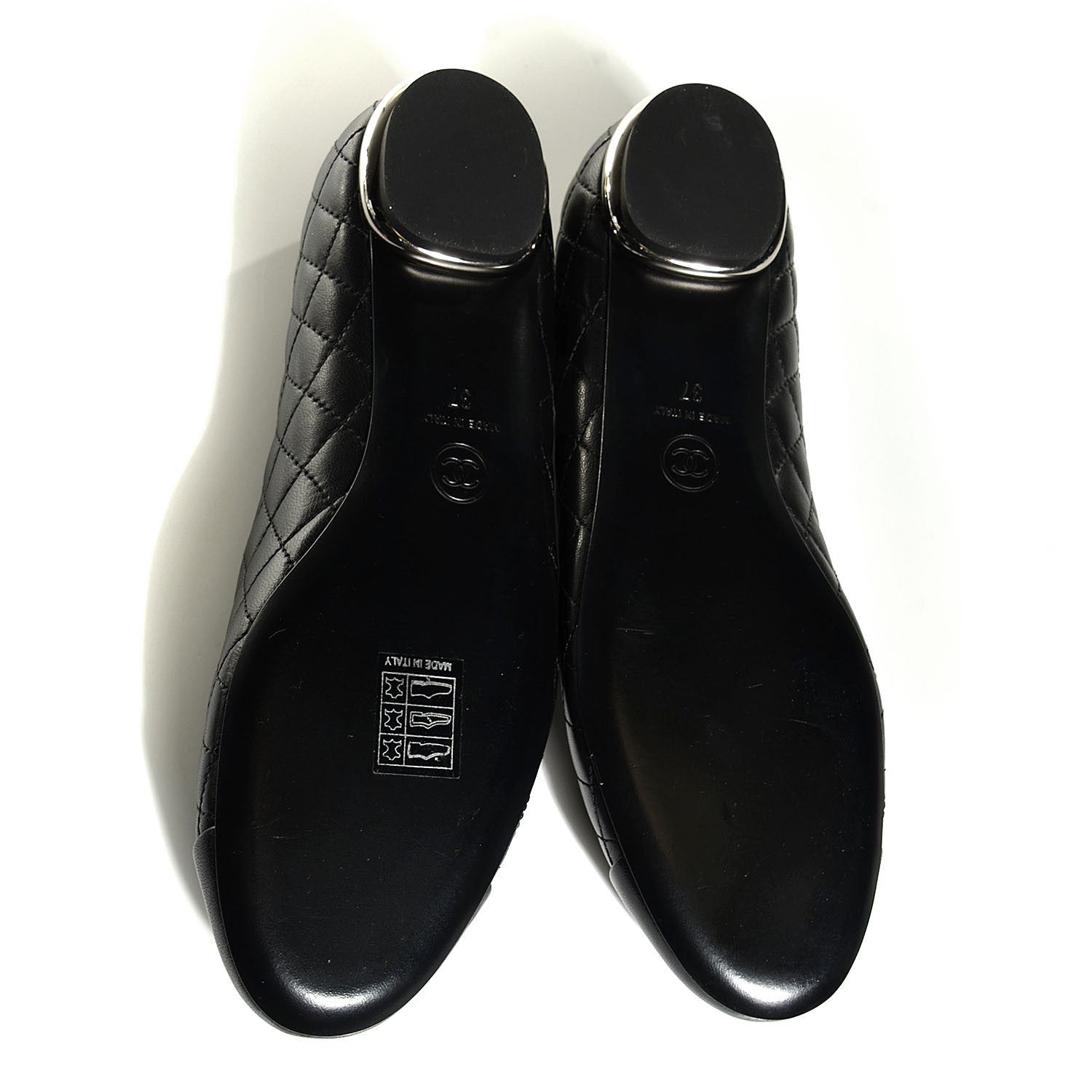 Chanel Lambskin Quilted Cap Toe Ballerina Flats 37 Black 5 of 7