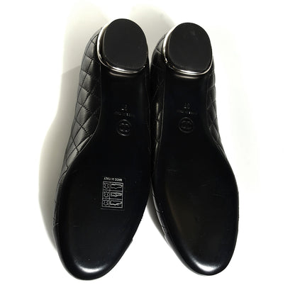 Chanel Lambskin Quilted Cap Toe Ballerina Flats 37 Black 5 of 7