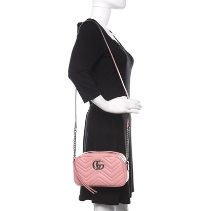 Gucci Calfskin Matelasse Small GG Marmont Chain Shoulder Bag Wild Rose 2 of 13