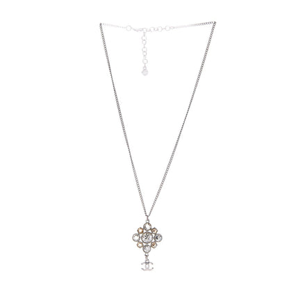 Chanel Crystal CC Necklace Silver 3 of 5