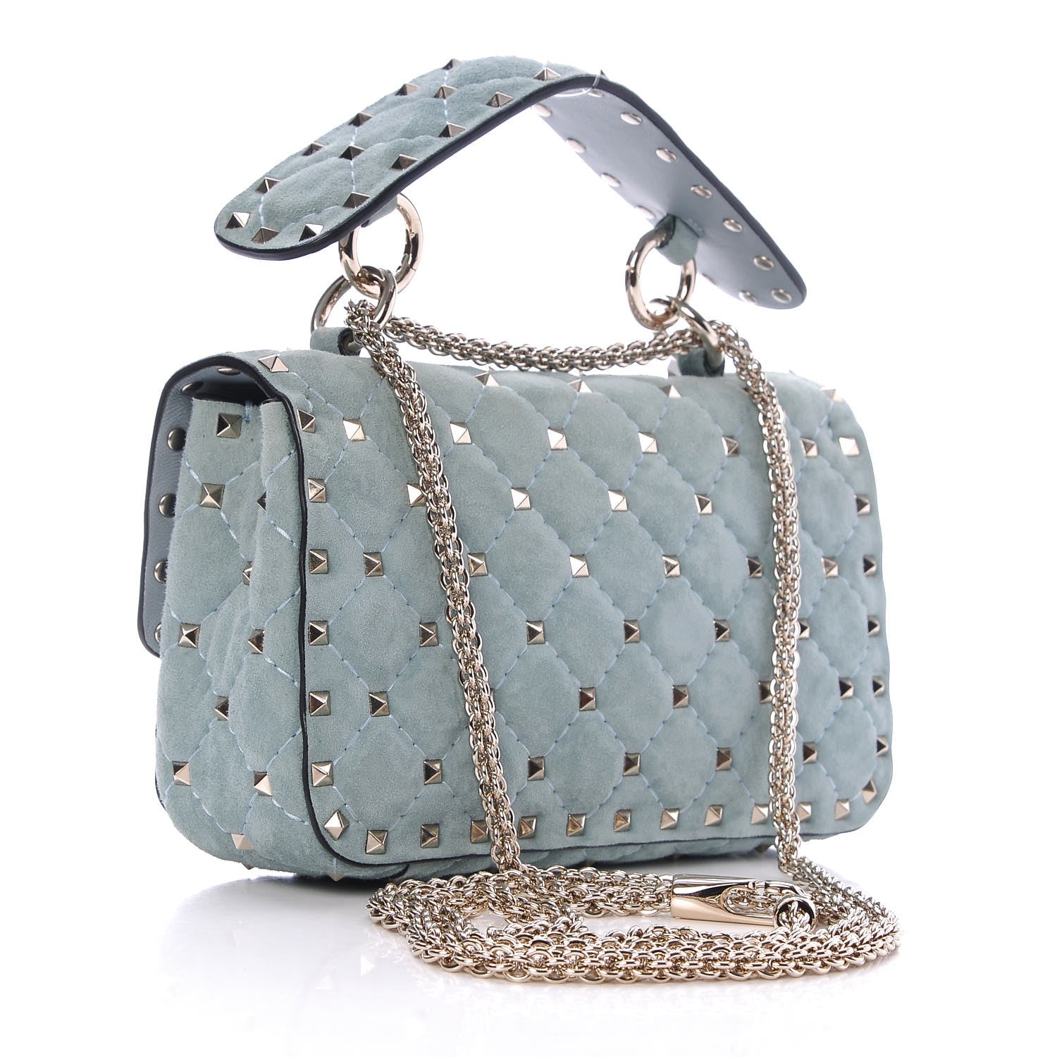 Valentino Garavani Suede Small Rockstud Spike Shoulder Bag Nube 3 of 6