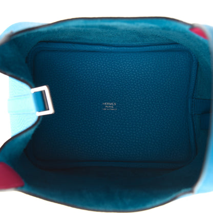 Hermes Taurillon Clemence Swift Eclat Picotin Lock 18 PM Bleu Frida Rose Mexico 5 of 9