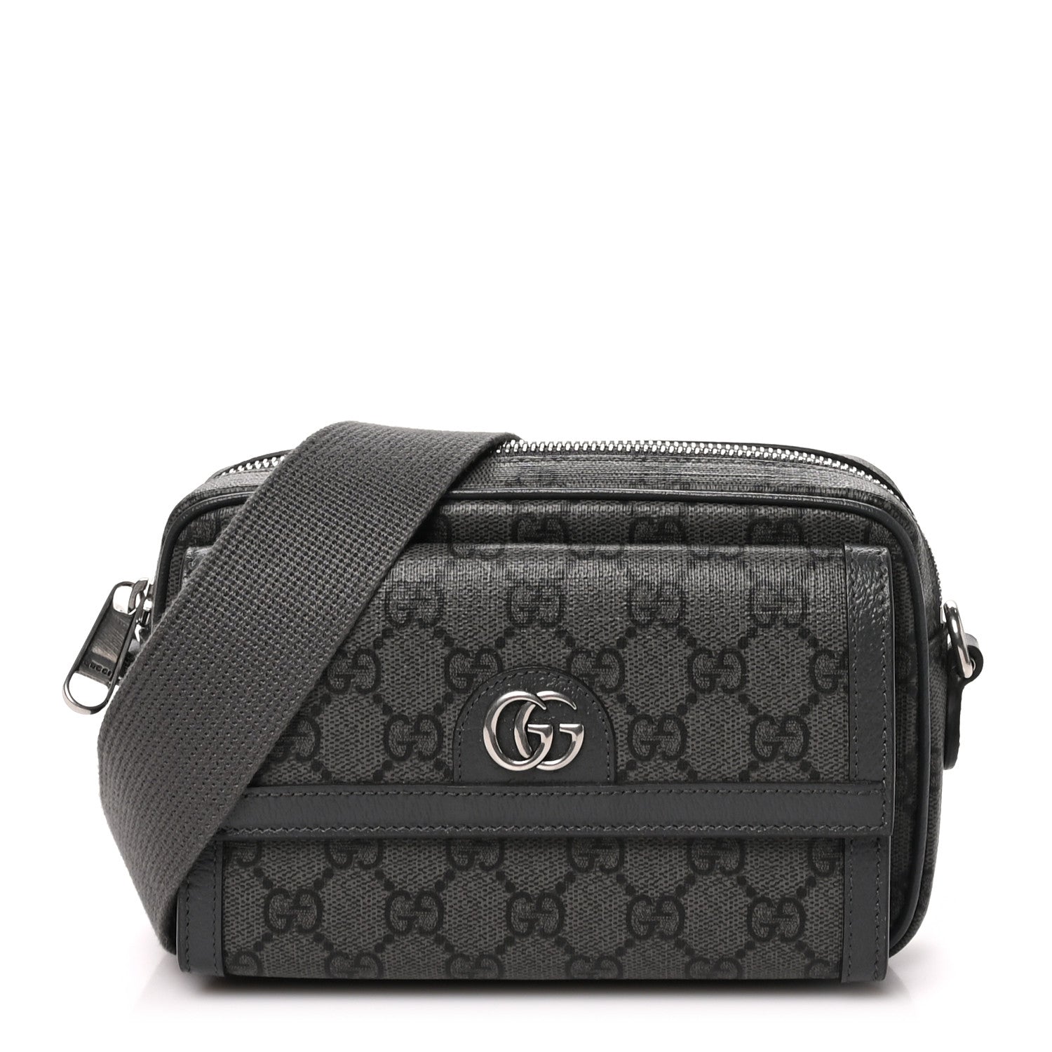 Gucci GG Supreme Monogram Textured Dollar Calfskin Mini Ophidia Bag Graphite Grey 1 of 11
