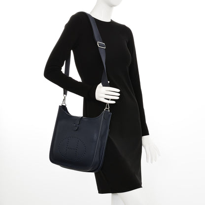 Hermes Taurillon Clemence Evelyne III PM Bleu Nuit 2 of 8