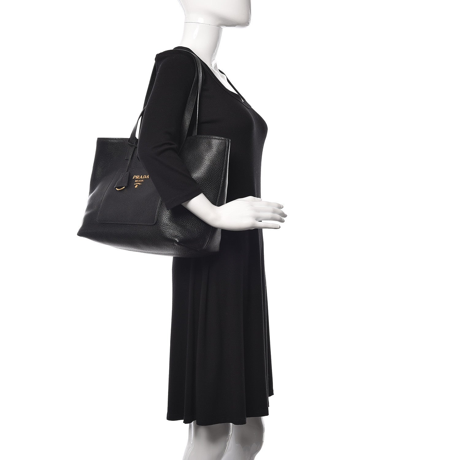 Prada Vitello Daino Pocket Shopping Tote Black 2 of 10