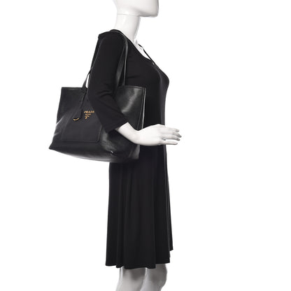 Prada Vitello Daino Pocket Shopping Tote Black 2 of 10