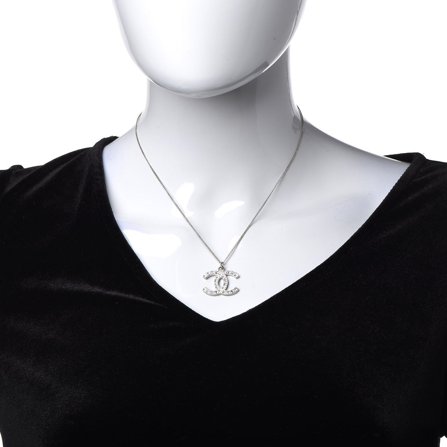 Baguette Crystal CC Necklace Silver