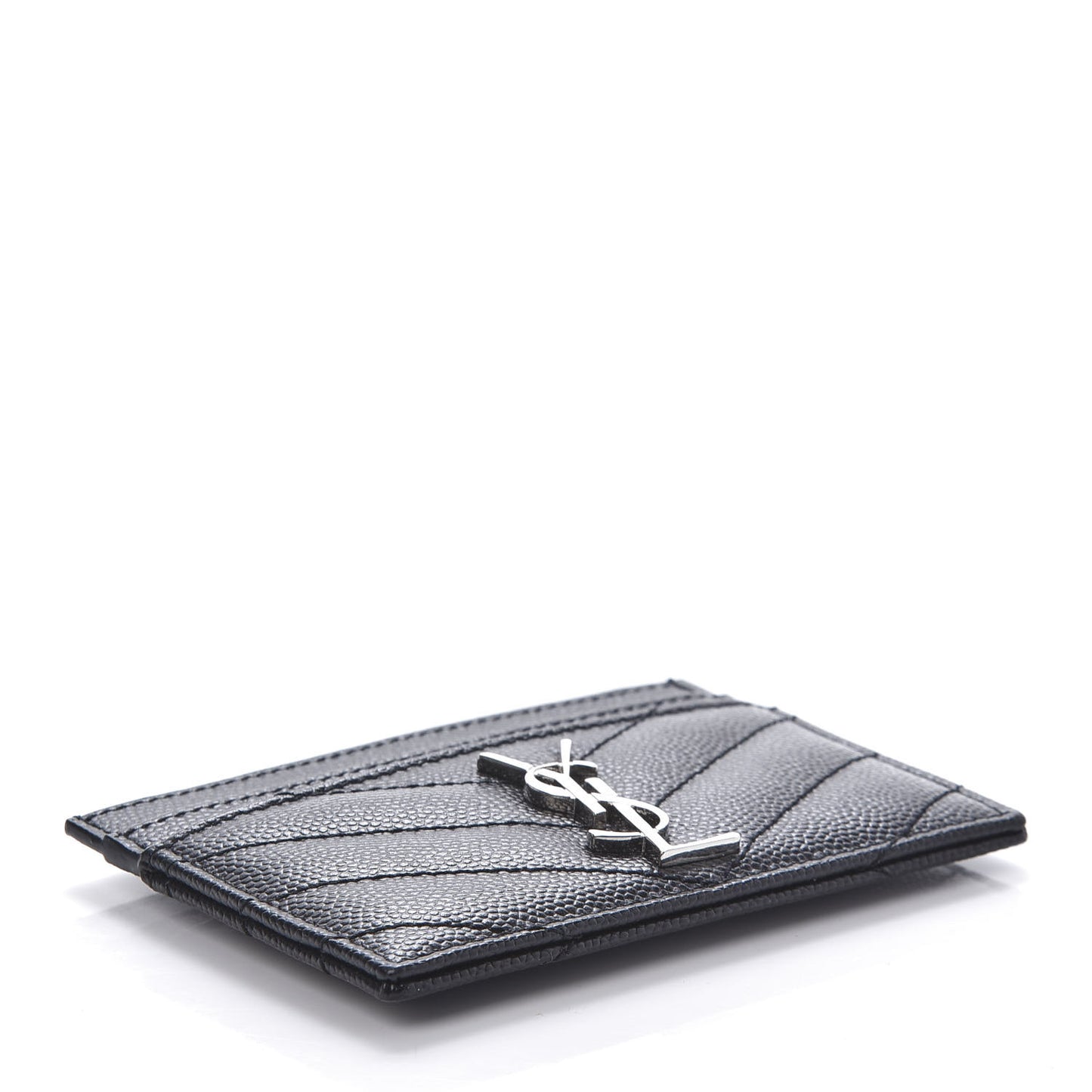 Grain De Poudre Matelasse Chevron Monogram Credit Card Case Black