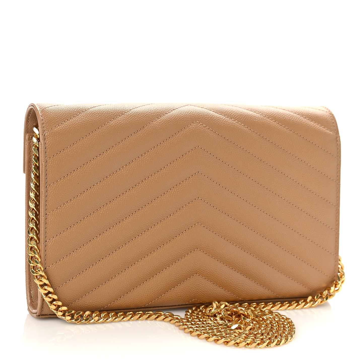 Grain De Poudre Matelasse Chevron Cassandre Chain Wallet Cork