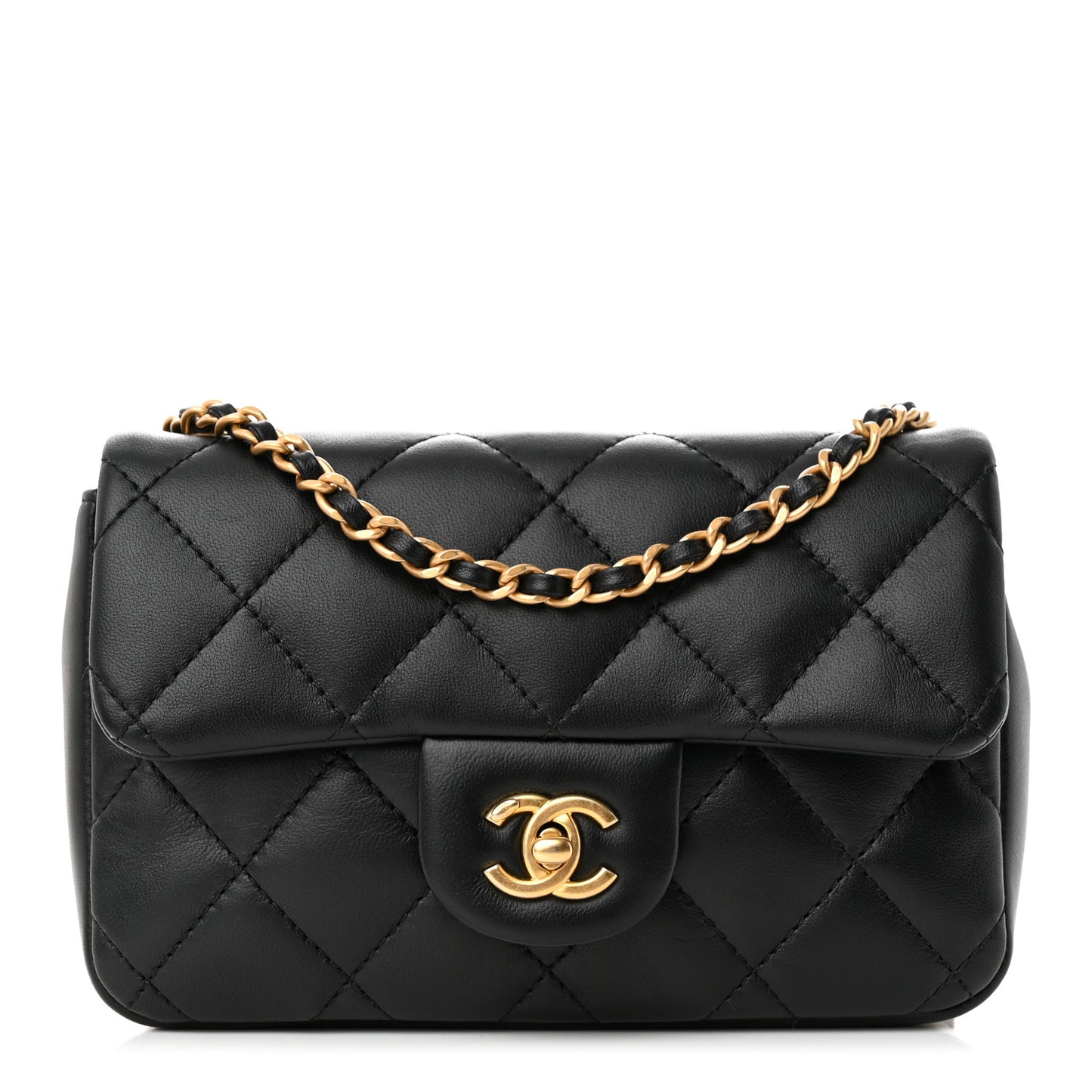 Lambskin Quilted Mini Heart Charms Flap Black
