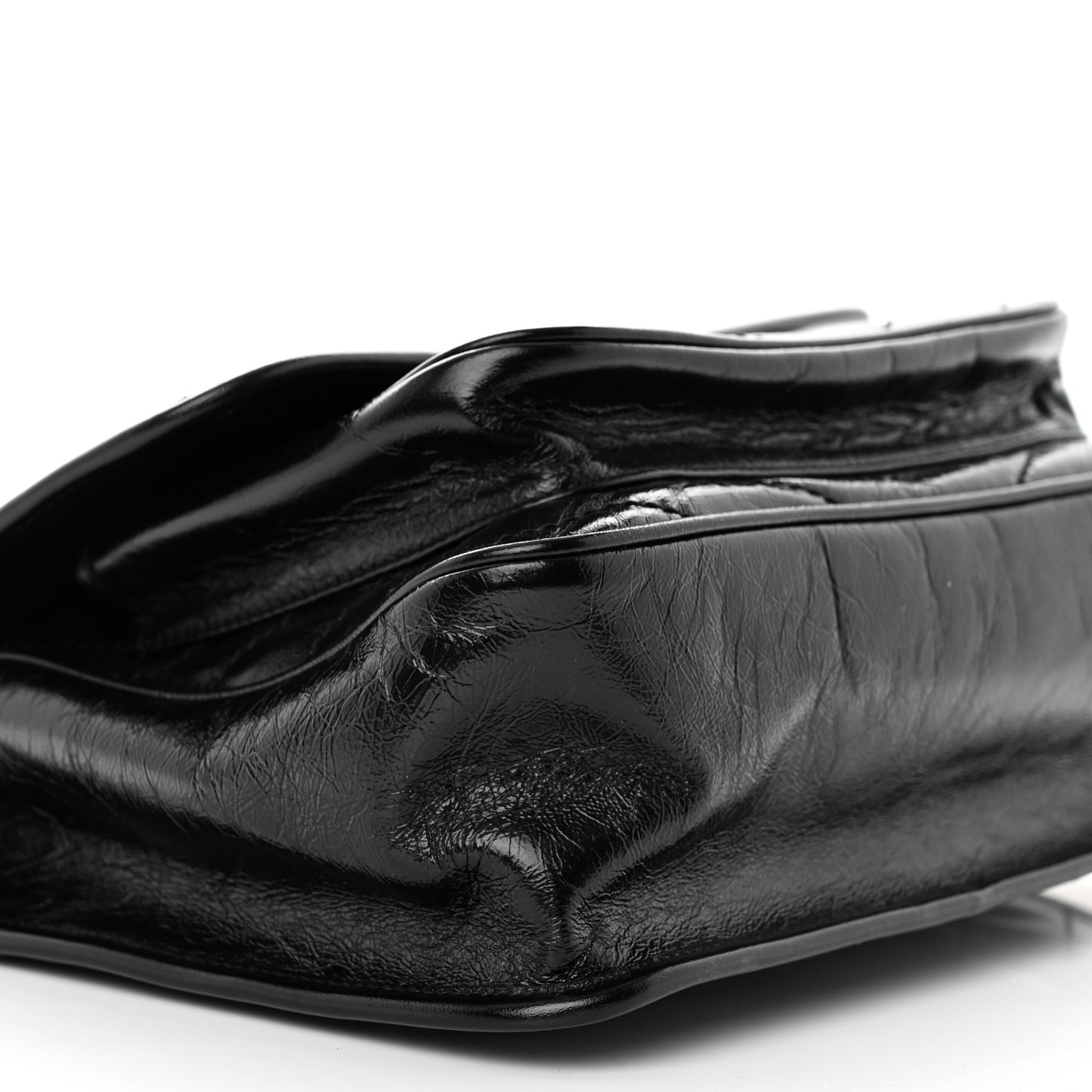 Crinkled Calfskin Matelasse Monogram Medium Niki Chain Satchel Black
