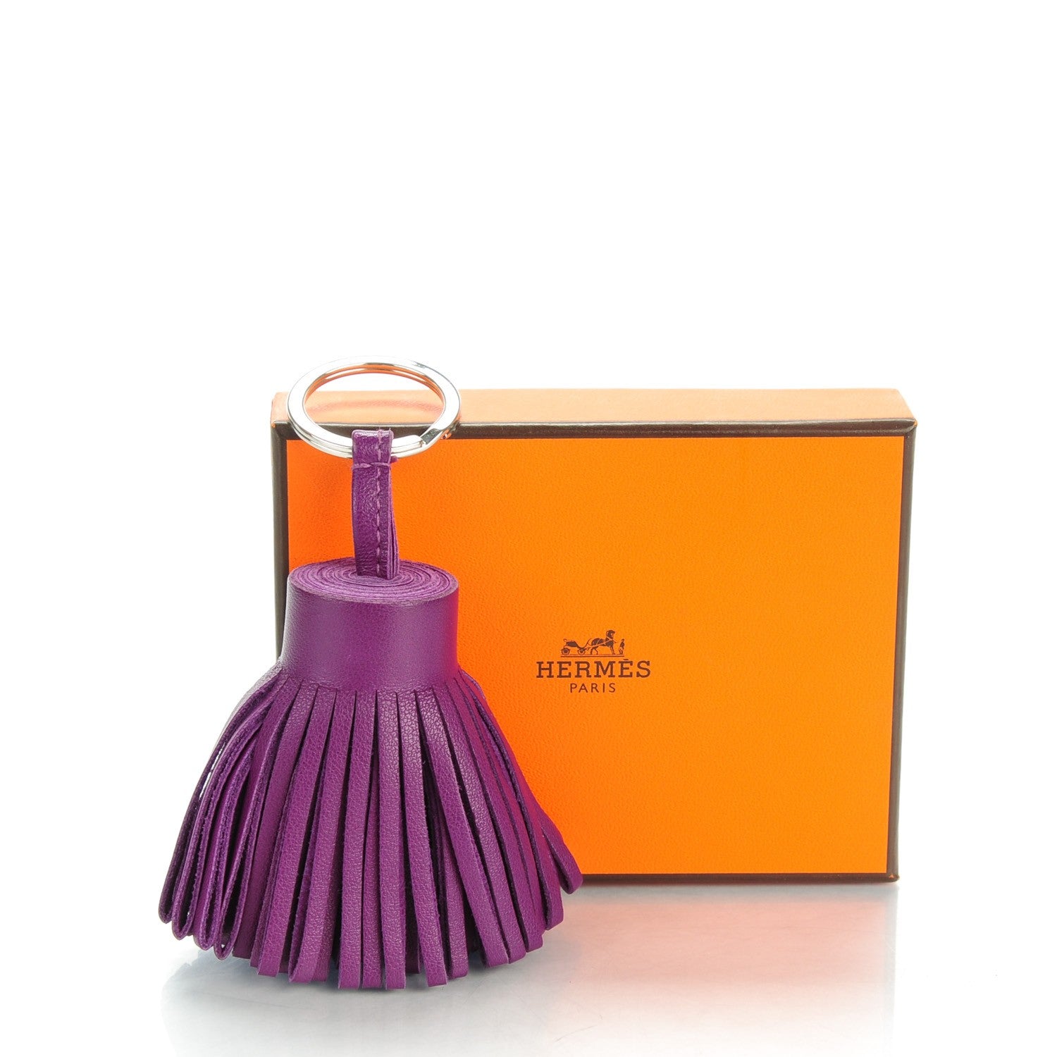 Hermes Lambskin Carmen Tassel Key Holder Anemone 5 of 5