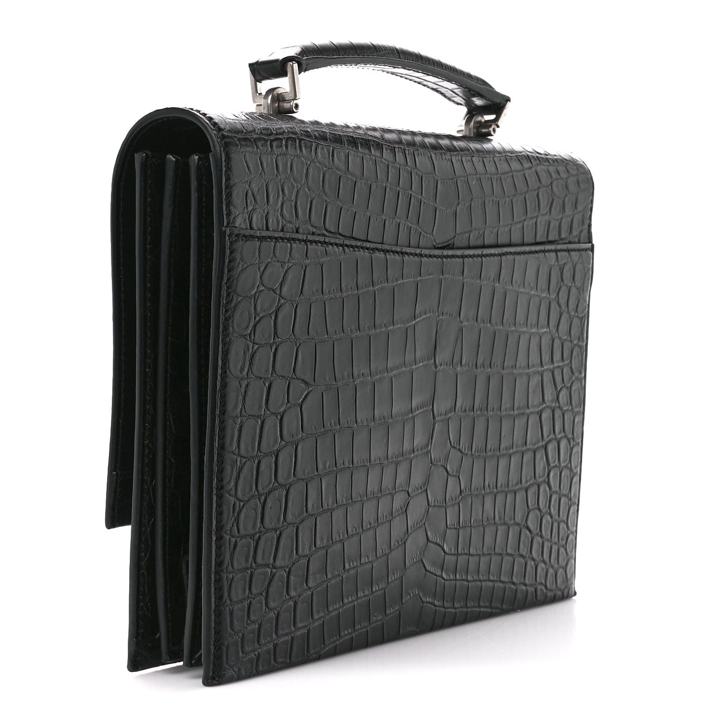Calfskin Crocodile Embossed Medium Babylone Black