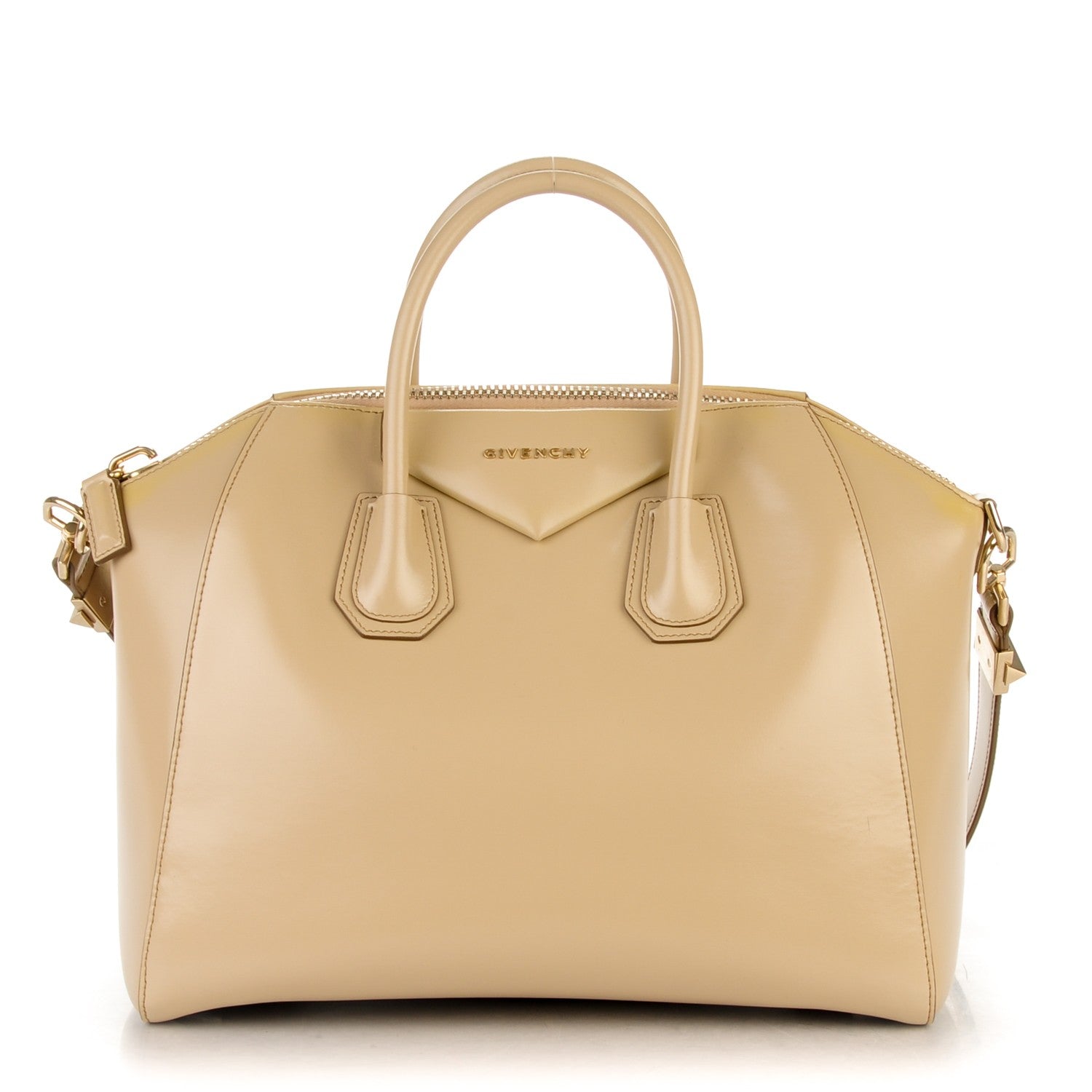 Givenchy Shiny Lord Calfskin Medium Antigona Dark Beige 1 of 12