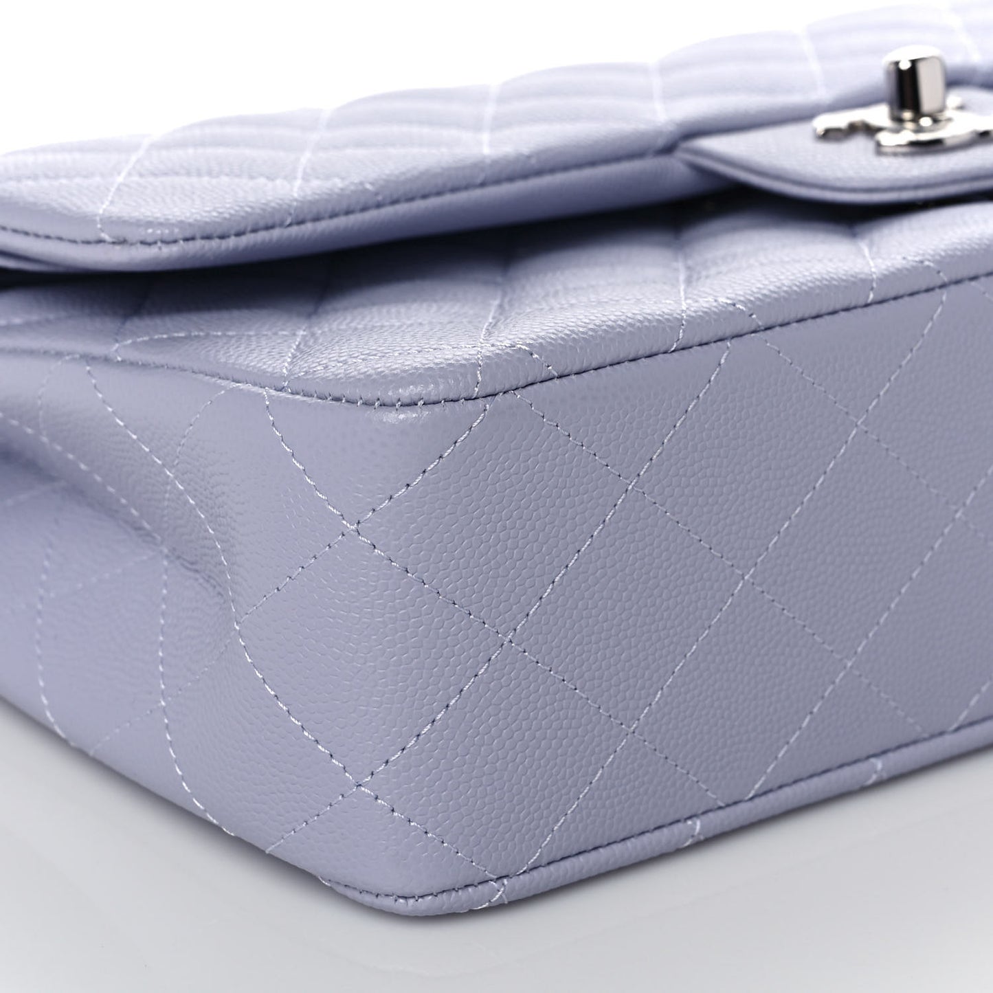 Caviar Quilted Medium Double Flap Light Purple