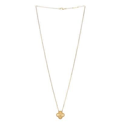 Van Cleef & Arpels 18K Yellow Gold Guilloche Vintage Alhambra Pendant Necklace 3 of 4