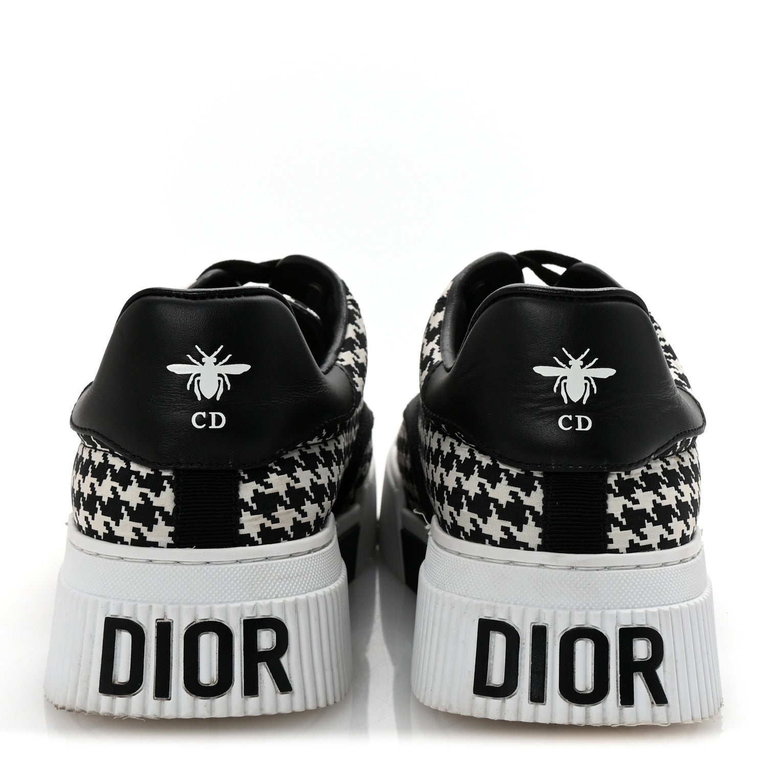 Christian Dior Canvas Houndstooth Embroidered D-Smash Sneakers 36.5 Black White 6 of 10