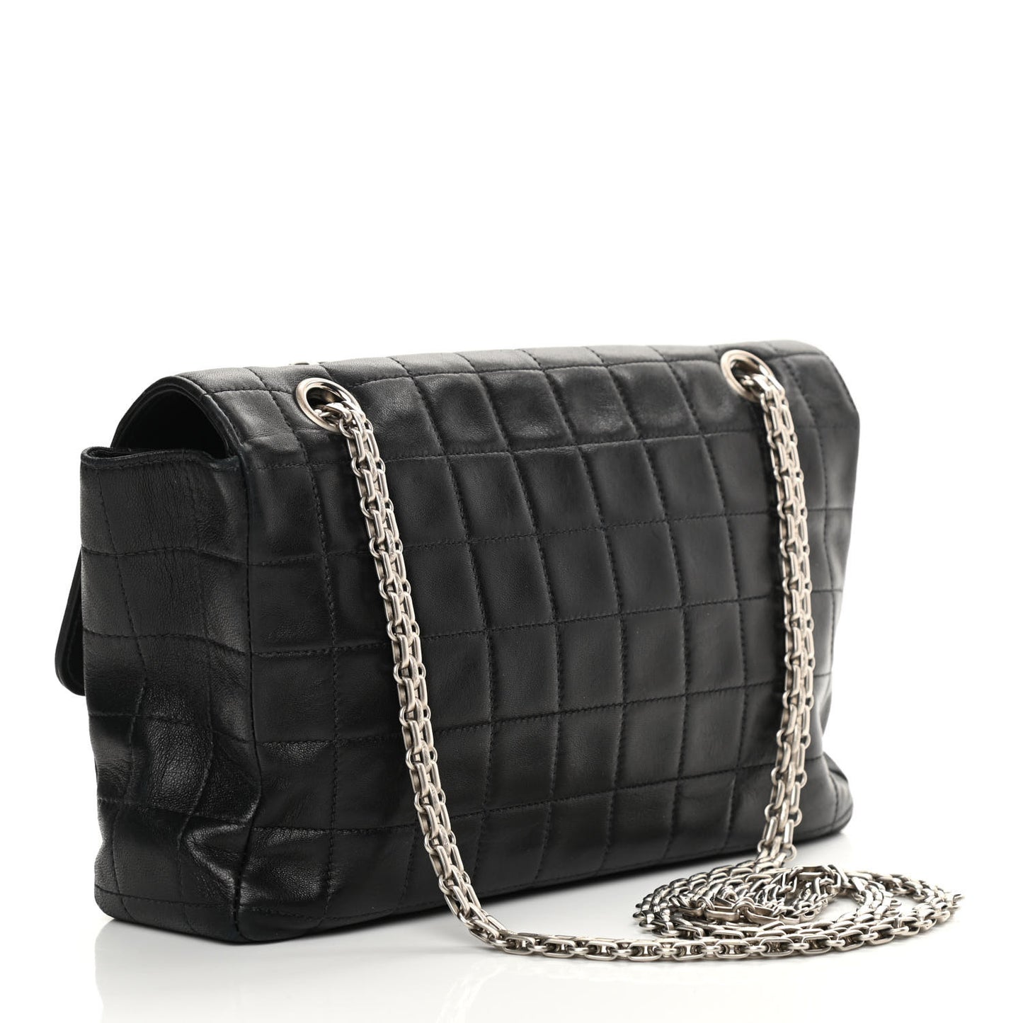 Lambskin Chocolate Bar Mademoiselle Flap Black
