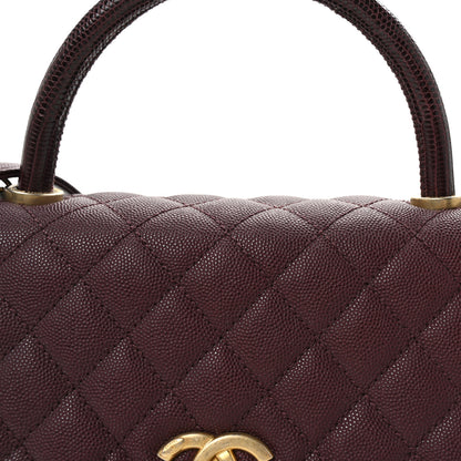 Chanel Caviar Lizard Quilted Small Coco Handle Flap Burgundy 8 of 10