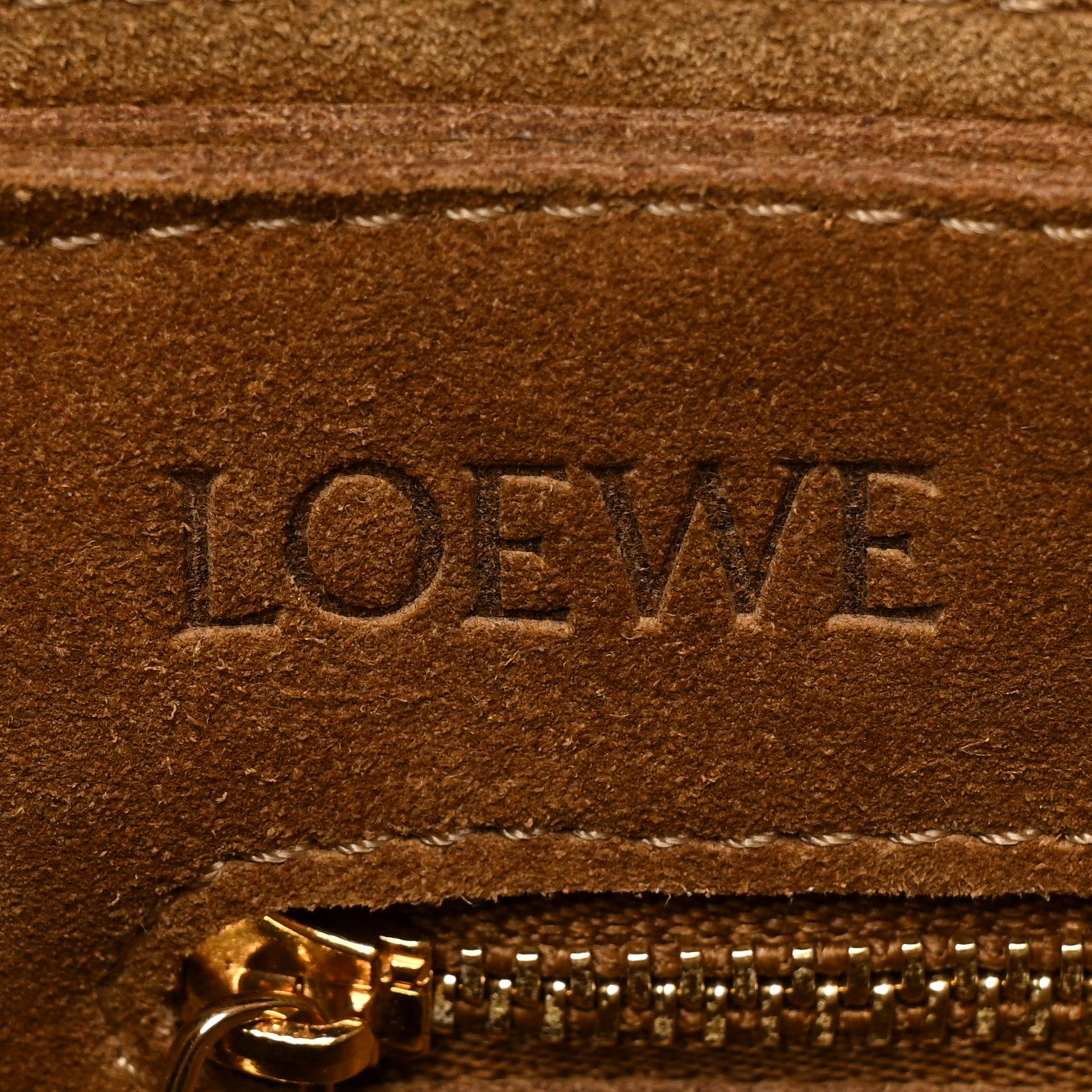 Loewe Suede Calfskin Strip Shoulder Bag Gold Black 6 of 12