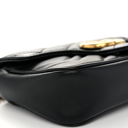 Gucci Calfskin Matelasse Super Mini GG Marmont Shoulder Bag Black 9 of 11