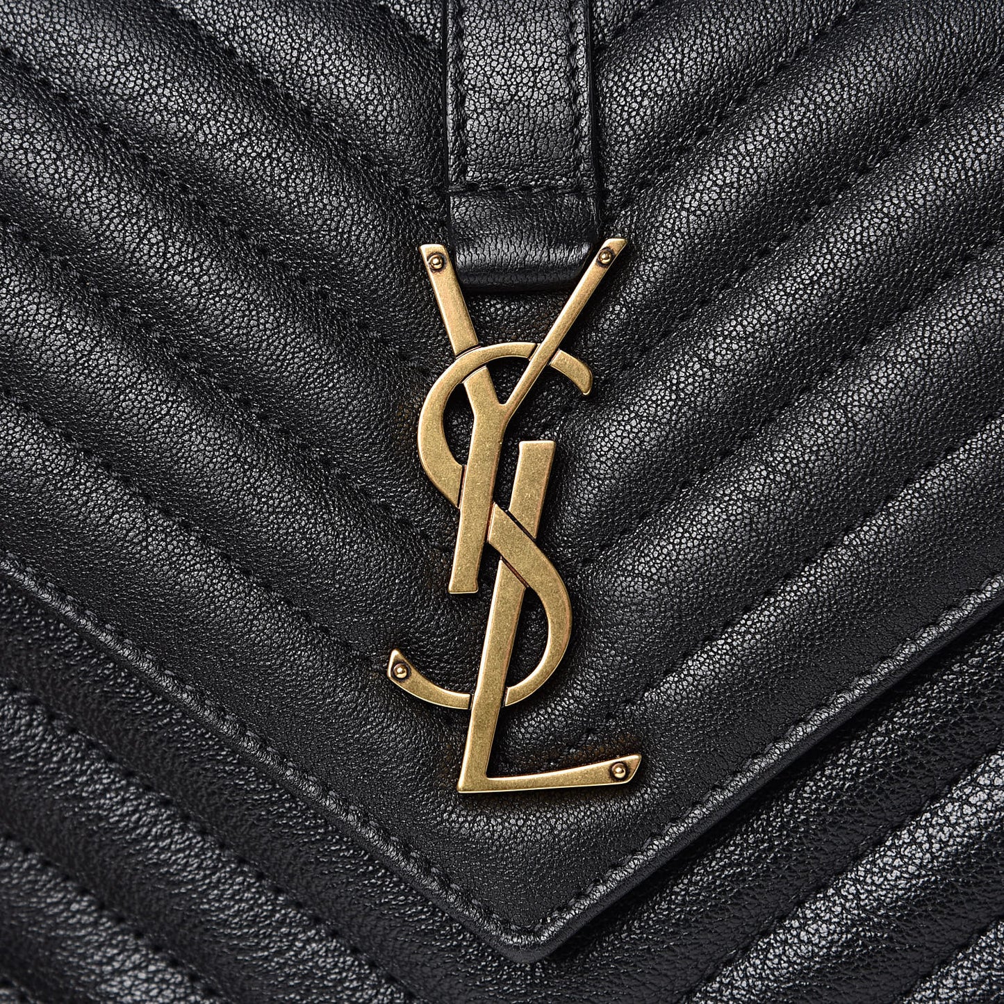 Sheepskin Matelasse Chevron Monogram Medium College Bag Black