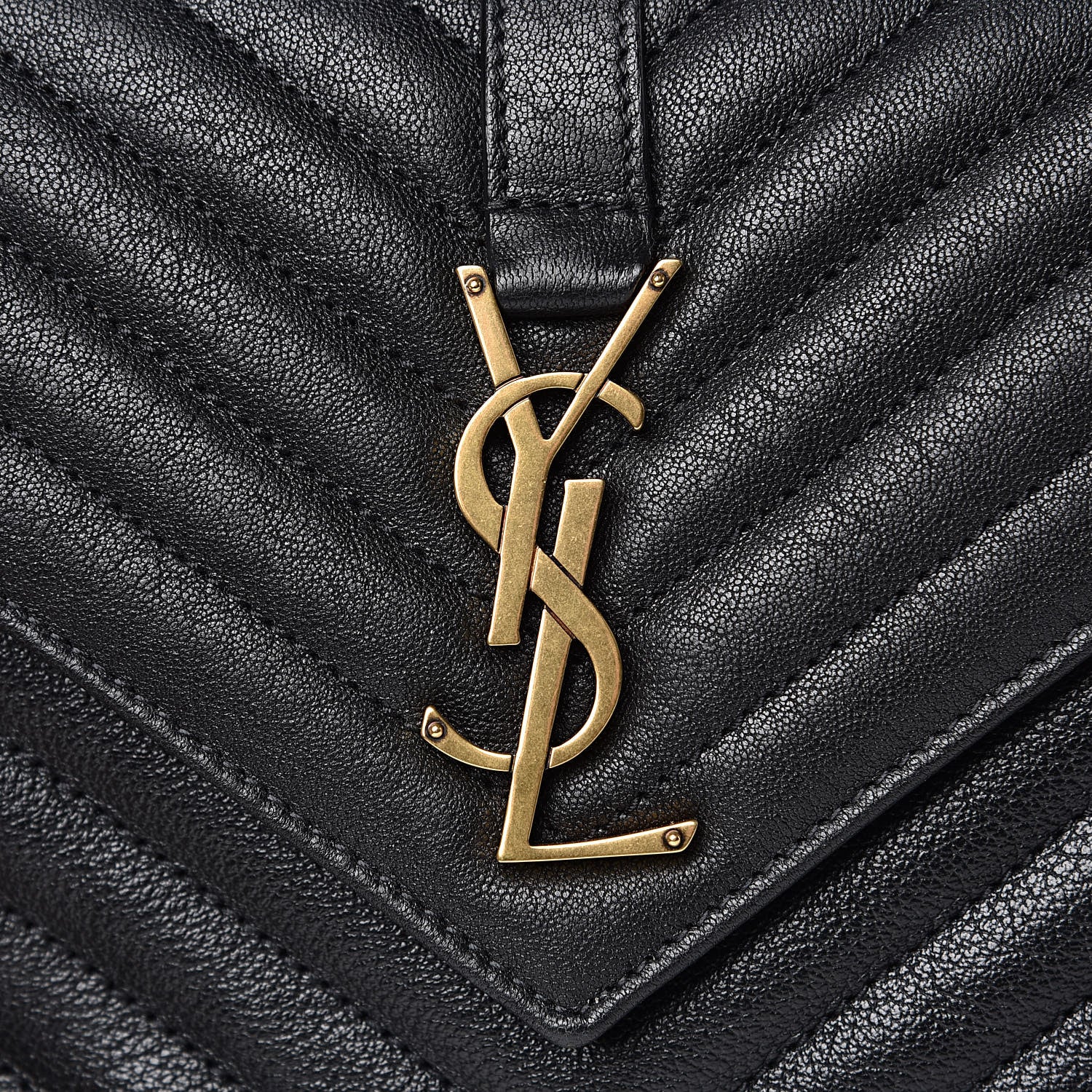 Saint Laurent Sheepskin Matelasse Chevron Monogram Medium College Bag Black 10 of 10