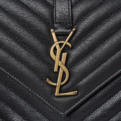 Saint Laurent Sheepskin Matelasse Chevron Monogram Medium College Bag Black 10 of 10