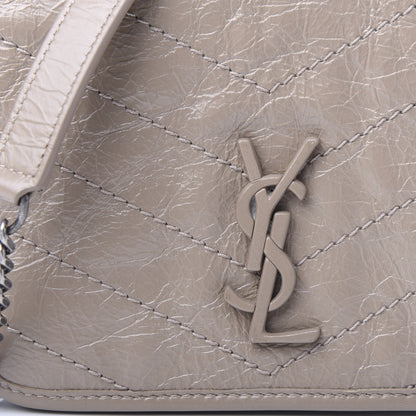 Saint Laurent Crinkled Calfskin Matelasse Monogram Niki Chain Wallet Dusty Grey 9 of 9