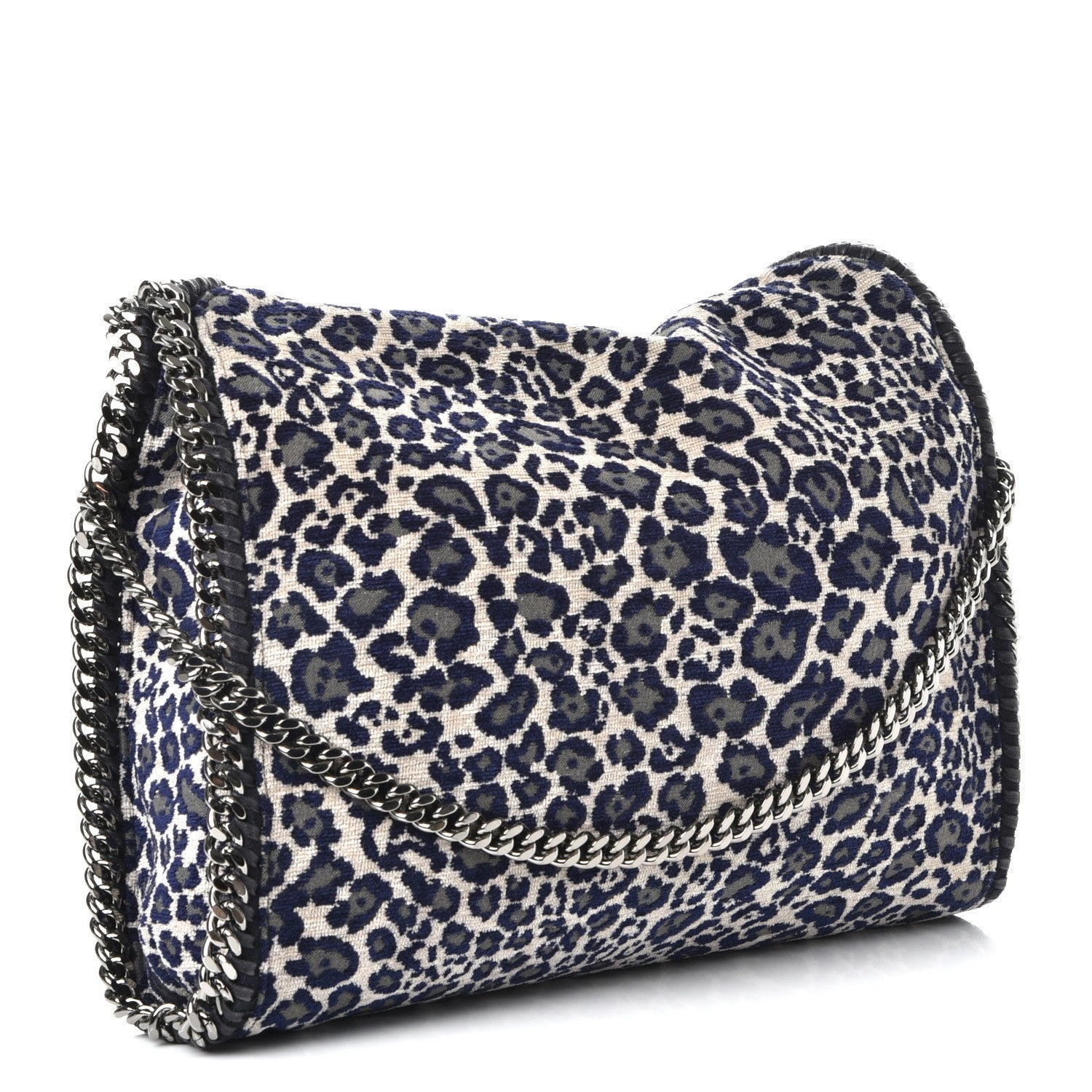 Stella McCartney Cotton Canvas Leopard Small Falabella Fold Over Tote Grey 3 of 7
