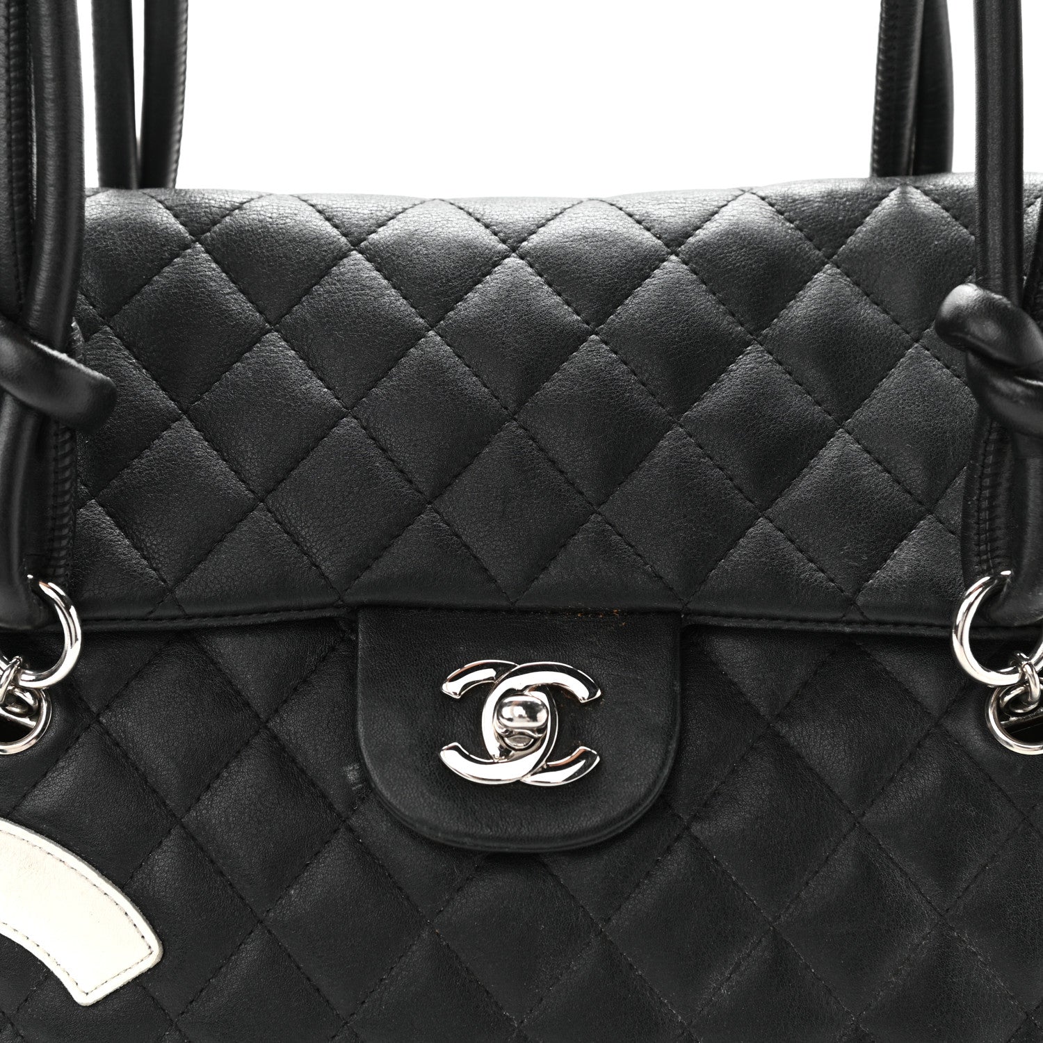 Chanel Calfskin Quilted Large Cambon Flap Black White 11 of 25