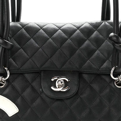 Chanel Calfskin Quilted Large Cambon Flap Black White 11 of 25